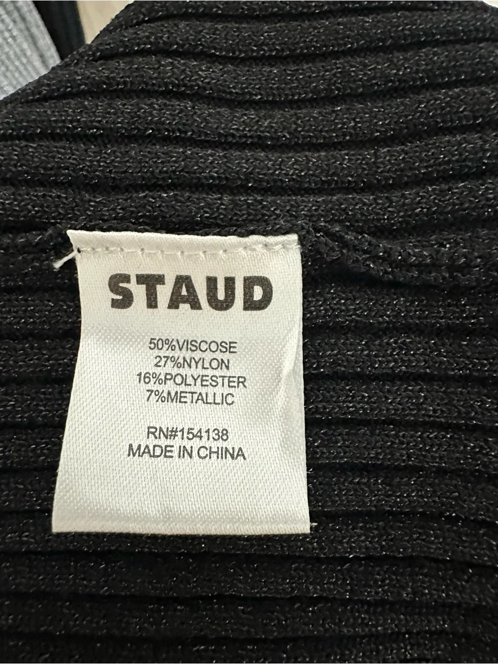 STAUD Shoko Colorblock Sweater Midi Dress Black Silver Small Long Sleeve - Picture 7 of 7